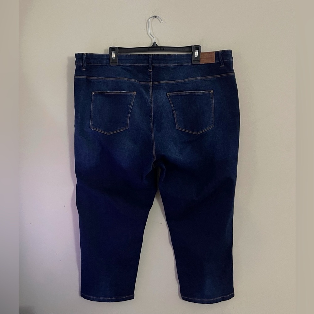 Anthology Dark Wash Cropped Straight Leg Jeans Chic Jhorts Style Spring Summer - Picture 2 of 4